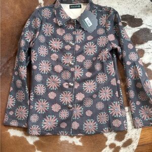 Floral Patterned Blazer - Gray and Pink